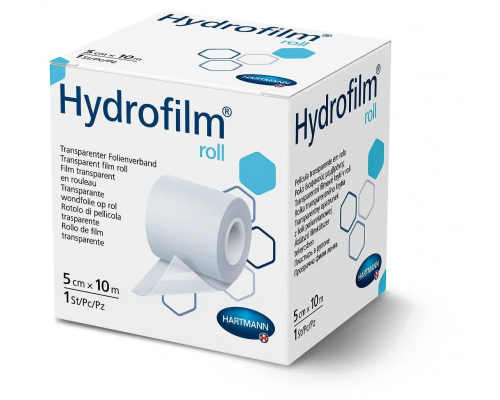 Hydrofilm Roll 5см х 10м - Прозрачный нестерильный гипоаллергенный фиксирующий пластырь (Рулон)
