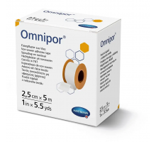 Omnipor 2,5 см х 5 м - Пластир, що фіксує з нетканого матеріалу.